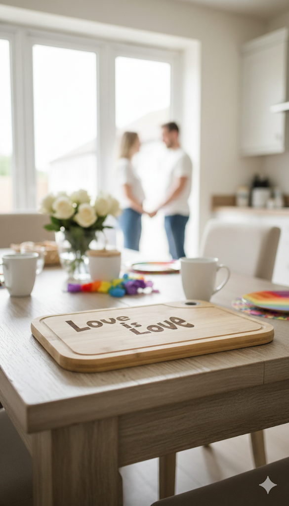 "Love is Love" Engraved Bamboo Cutting Board - Pride & Wedding Gift