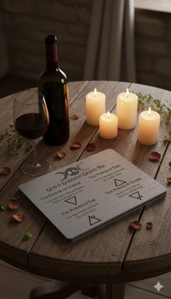 God & Goddess Altar Plaque / Pagan Placemat - Prayer & Element Spiritual Decor