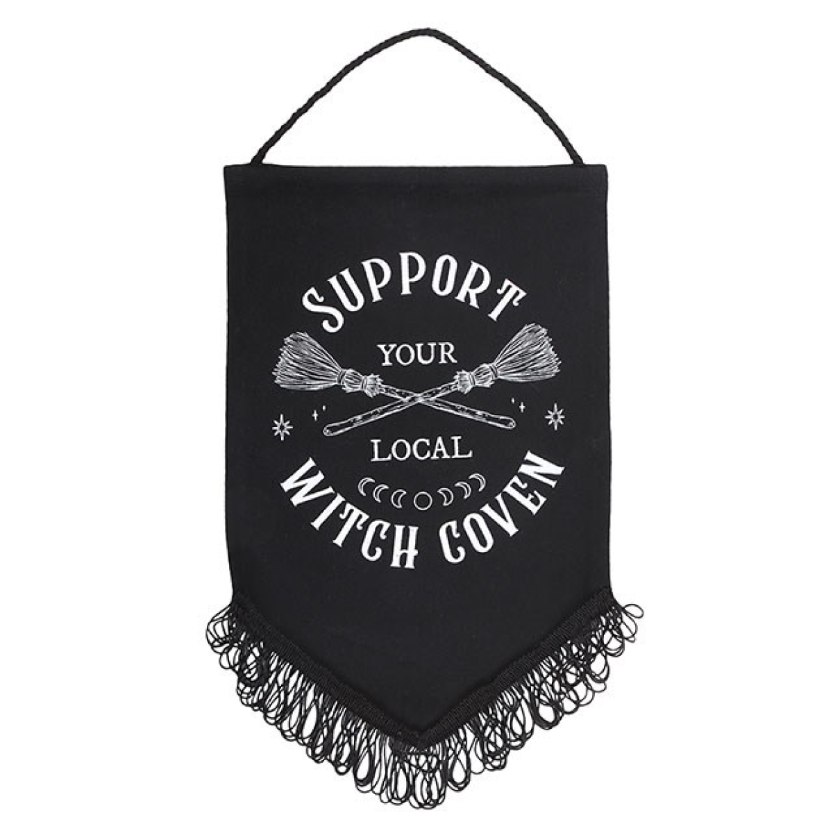 'Support Your Local Witch Coven' Gothic Fabric Banner - Altar & Wall Decor