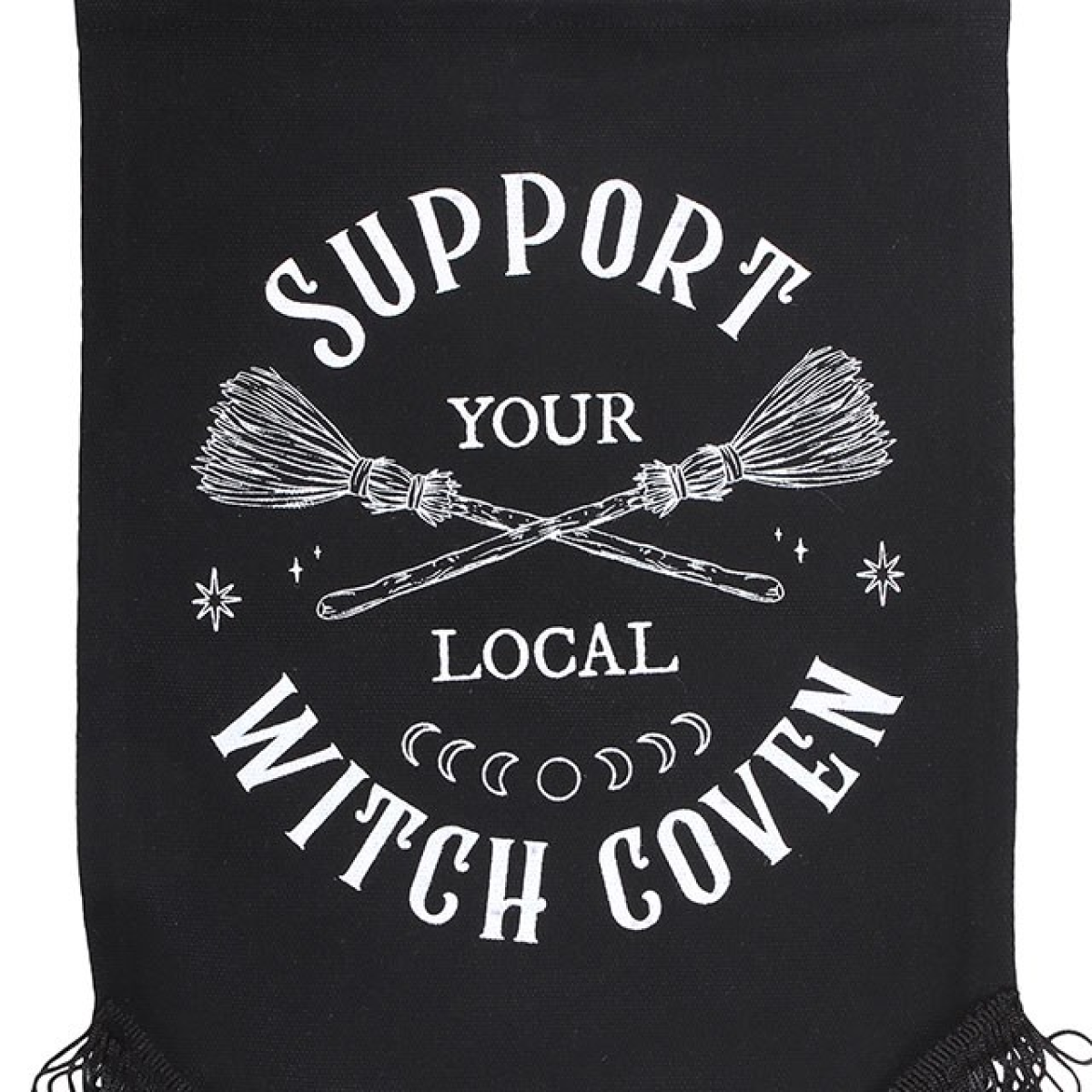 'Support Your Local Witch Coven' Gothic Fabric Banner - Altar & Wall Decor