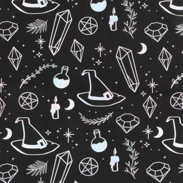 Witchy Crystal & Potion Polycotton Tote Bag - Unique Goth/Wiccan Gift