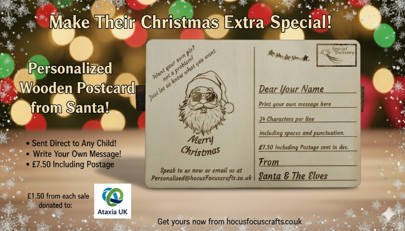 engraved wooden postcard keepsake Christmas