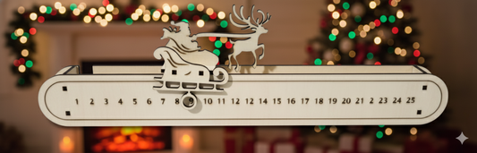Wooden Sleigh Advent Calendar with Reindeer | Countdown to Christmas Decor