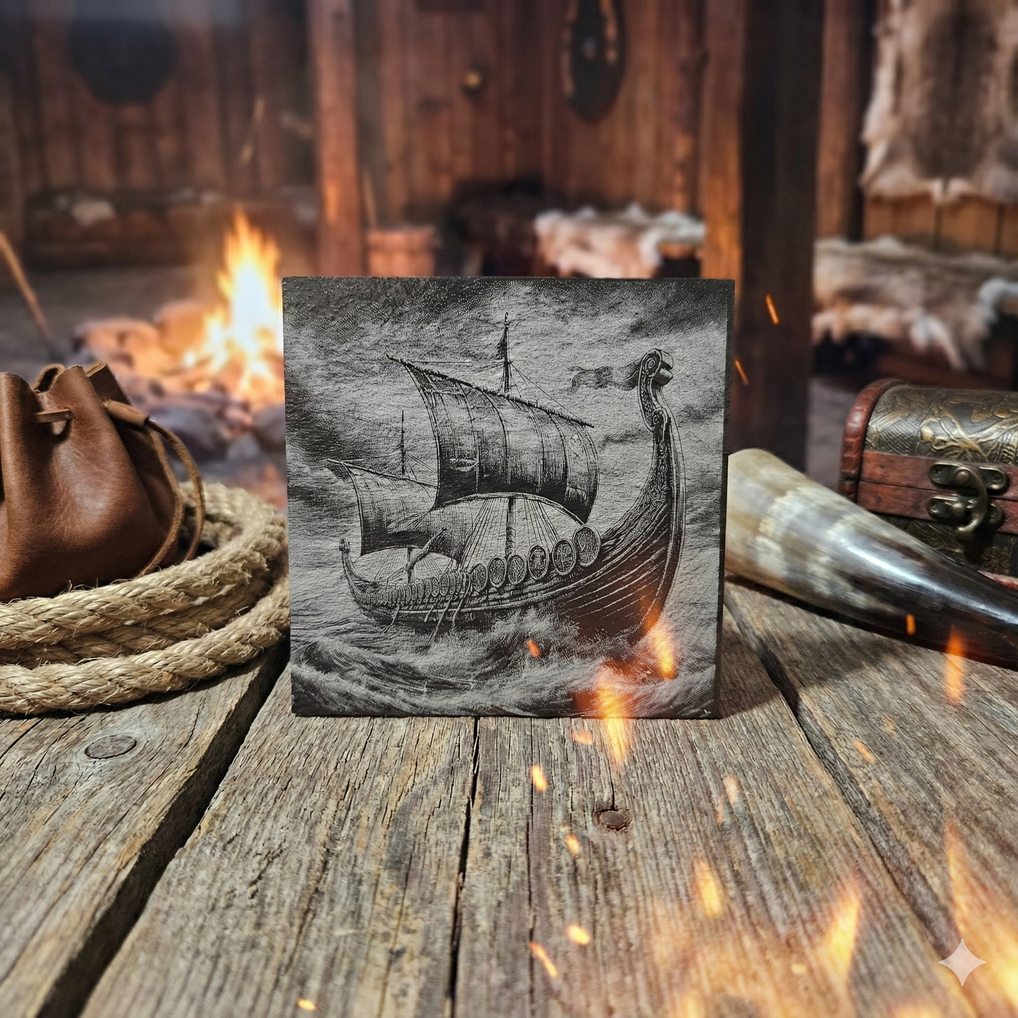 Viking Engraved Slate Coaster | Valhalla Rising Collection