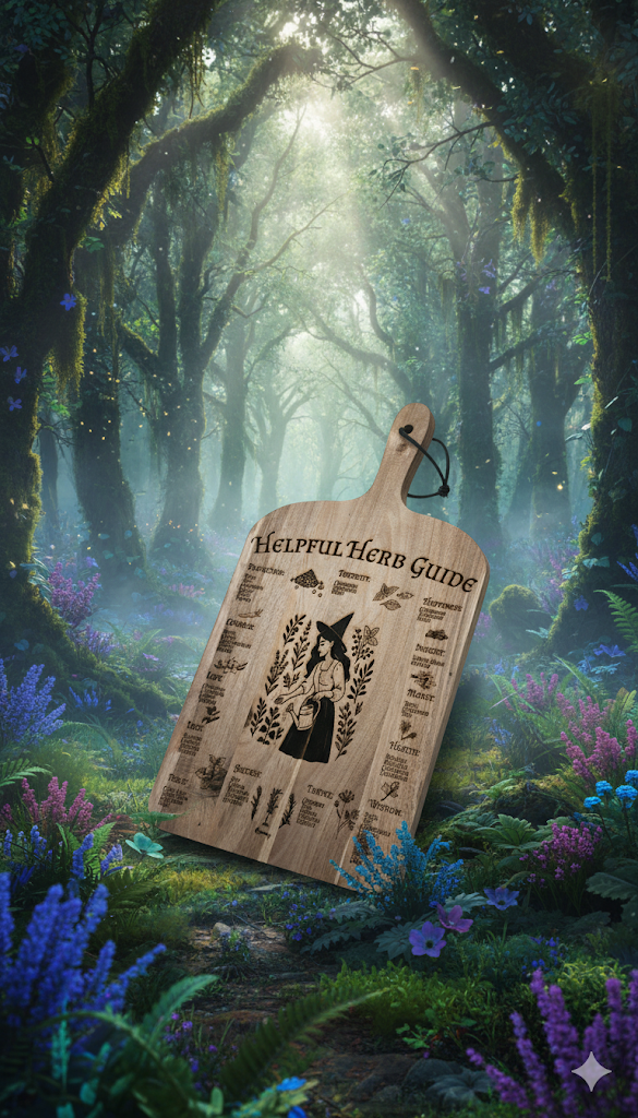 Magical kitchen chopping board for herbalists