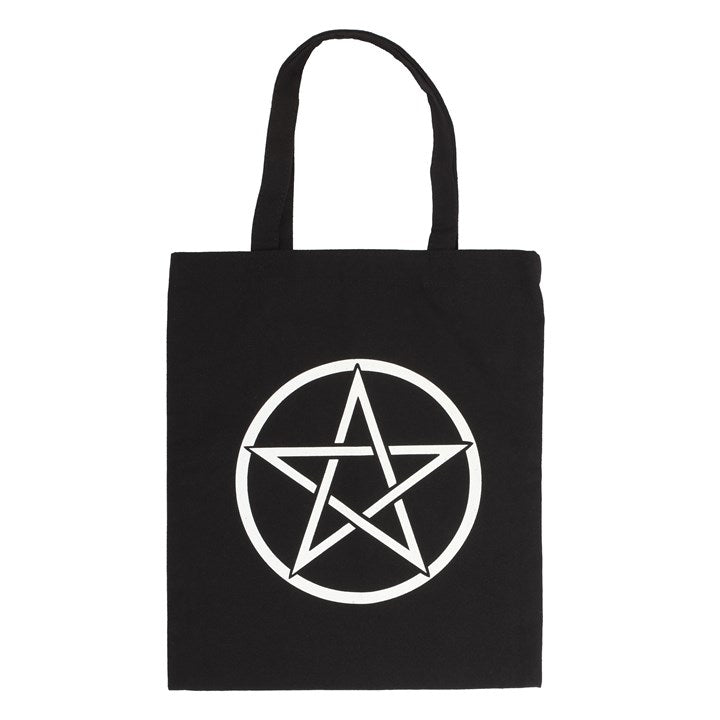 Large Pentagram Cotton Tote Bag – Black 40cm