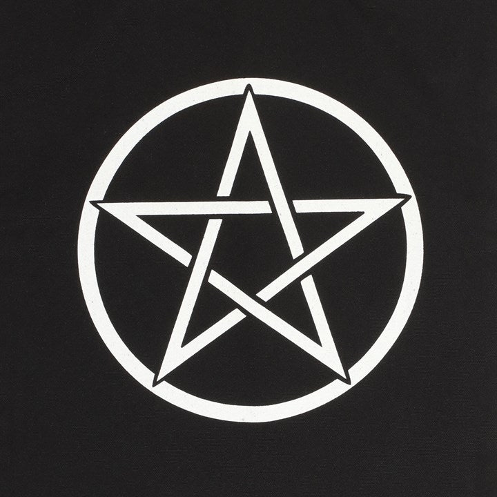 Large Pentagram Cotton Tote Bag – Black 40cm
