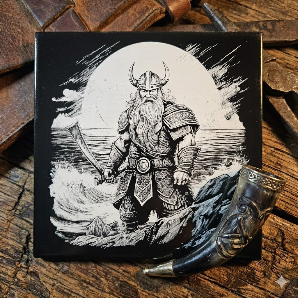 Viking Etched Tile | Laser Engraved Norse Decor