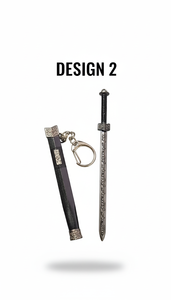 Ancient Chinese Sword Keychain Set | Dragon & Samurai Blade Keyrings