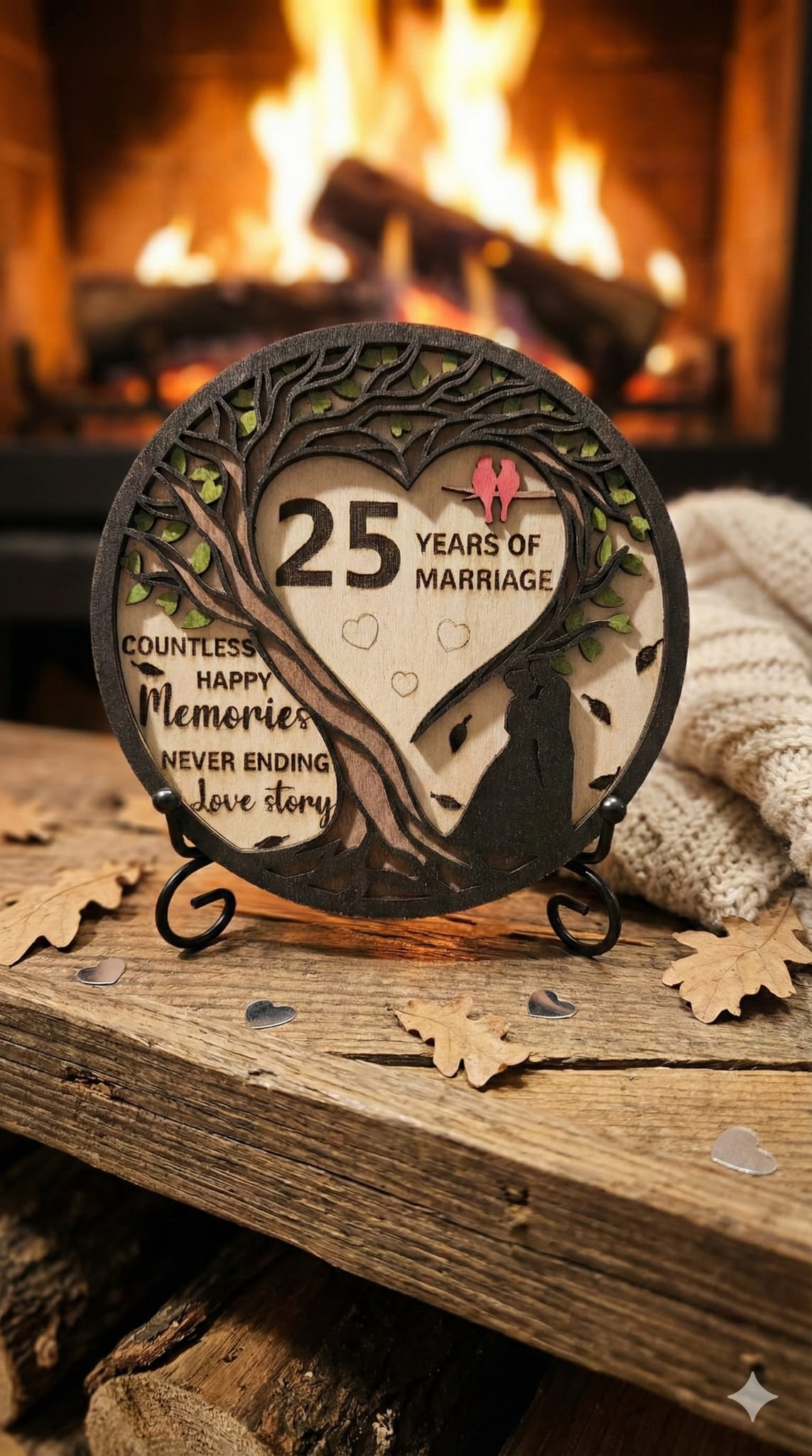 Personalised Anniversary Gift – Tree of Life Wooden Plaque | Custom Years of Marriage