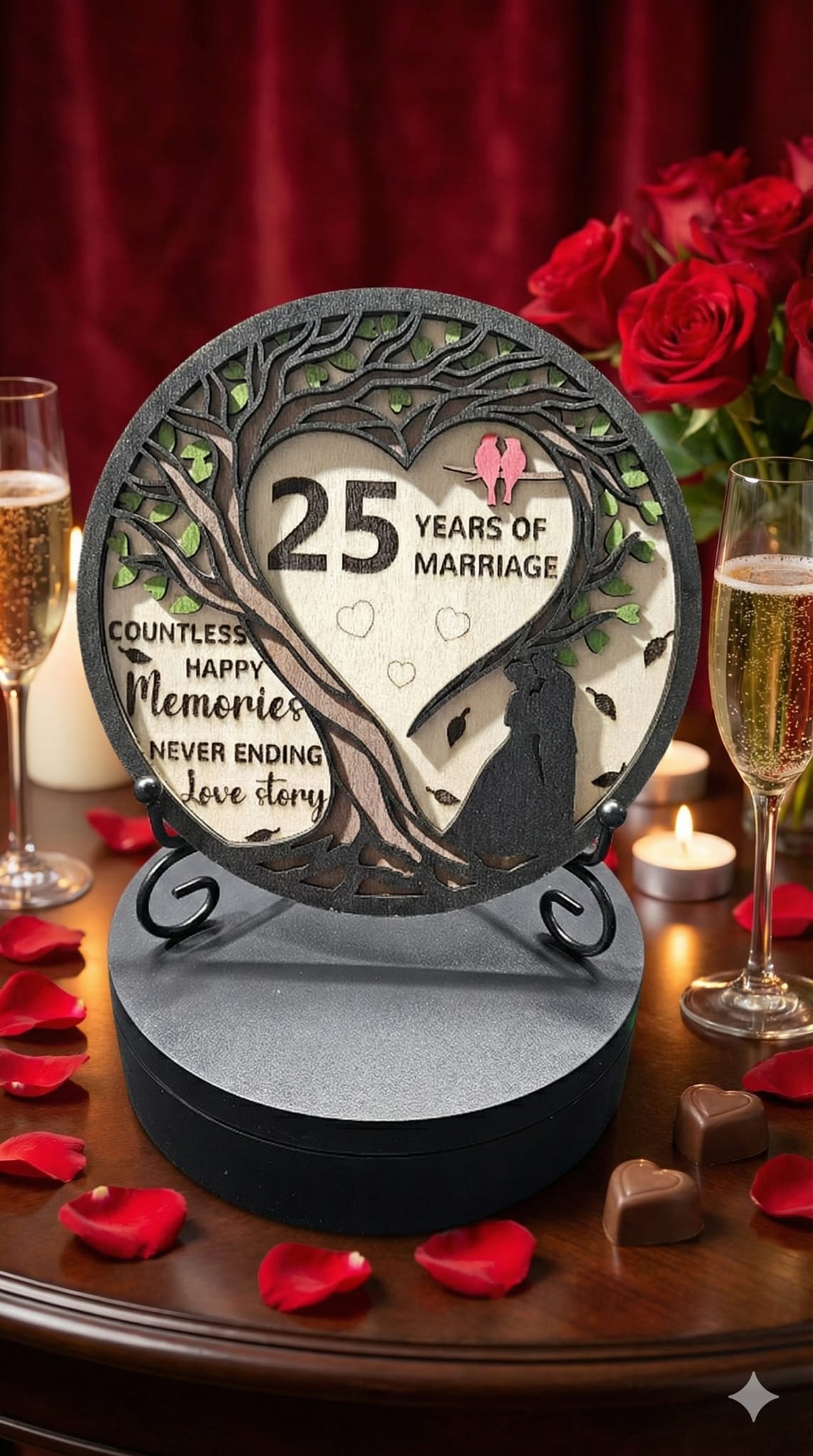 Personalised Anniversary Gift – Tree of Life Wooden Plaque | Custom Years of Marriage
