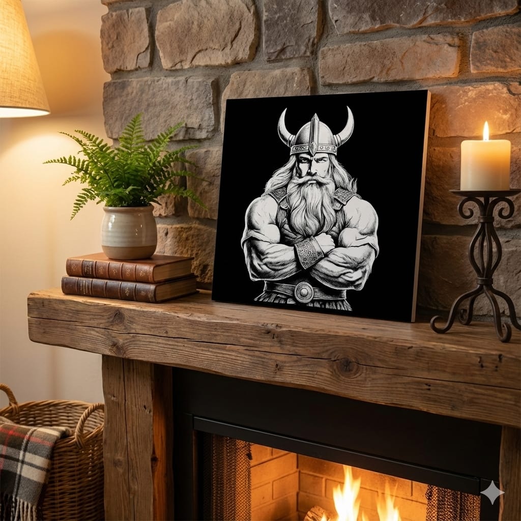 Viking Etched Tile | Laser Engraved Norse Decor