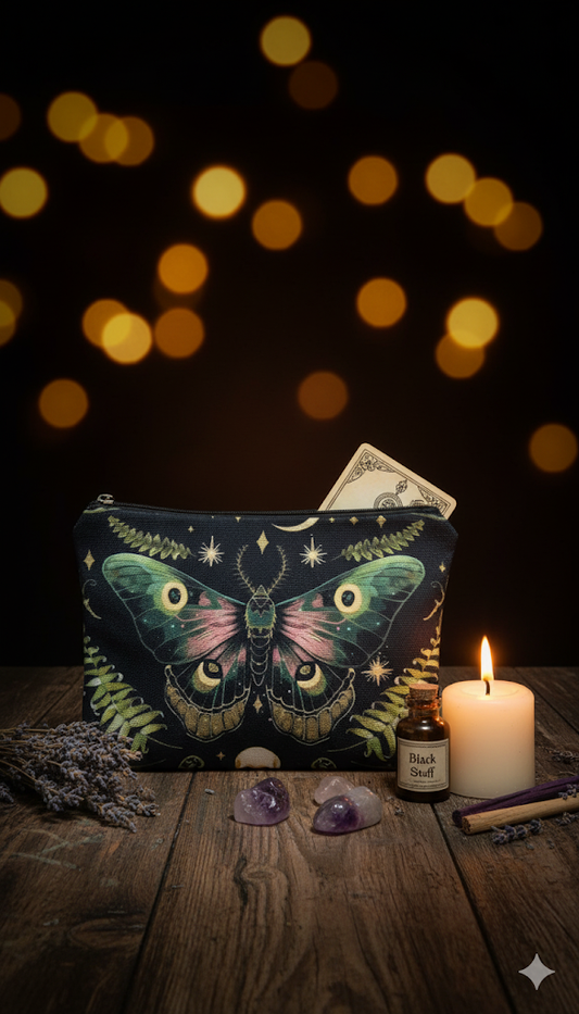 Whimsical Celestial Moth Pouch - A Magical Accessory for Your Essentials