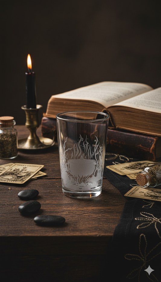 Witches Brew Cauldron Glass | Etched Gothic Tumbler