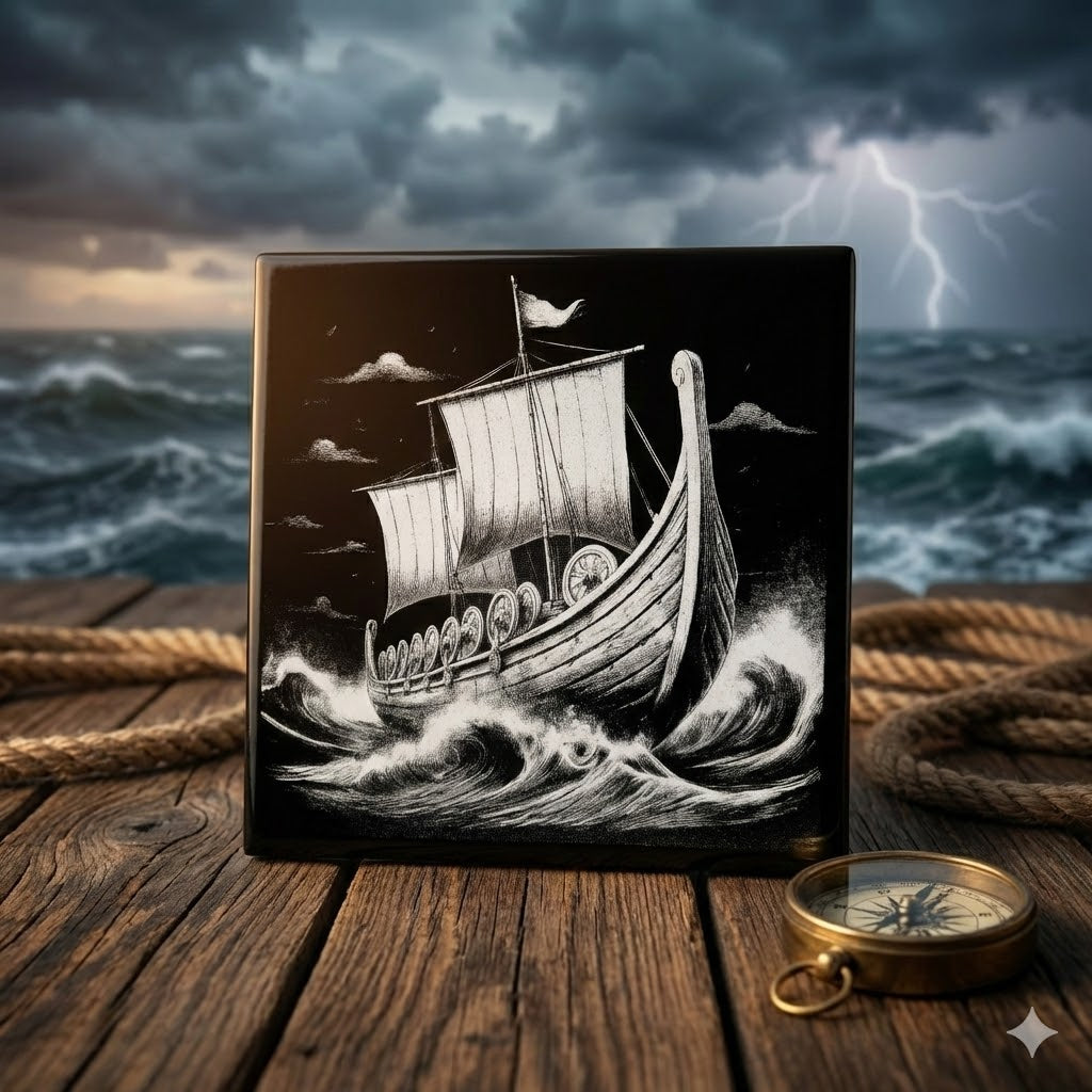 Viking Etched Tile | Laser Engraved Norse Decor