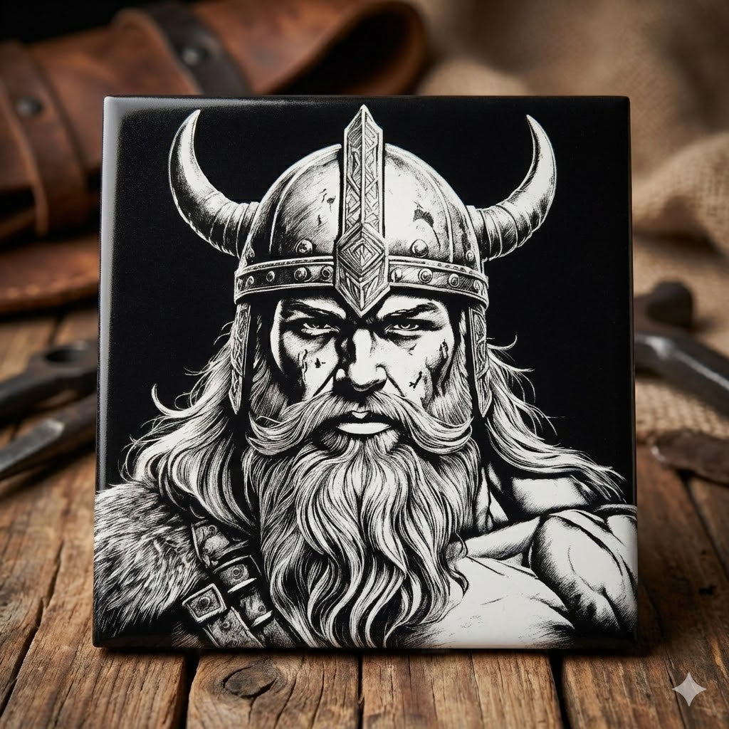 Viking Etched Tile | Laser Engraved Norse Decor