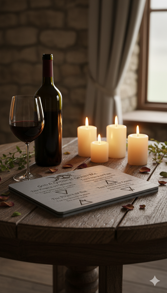 God & Goddess Altar Plaque / Pagan Placemat - Prayer & Element Spiritual Decor