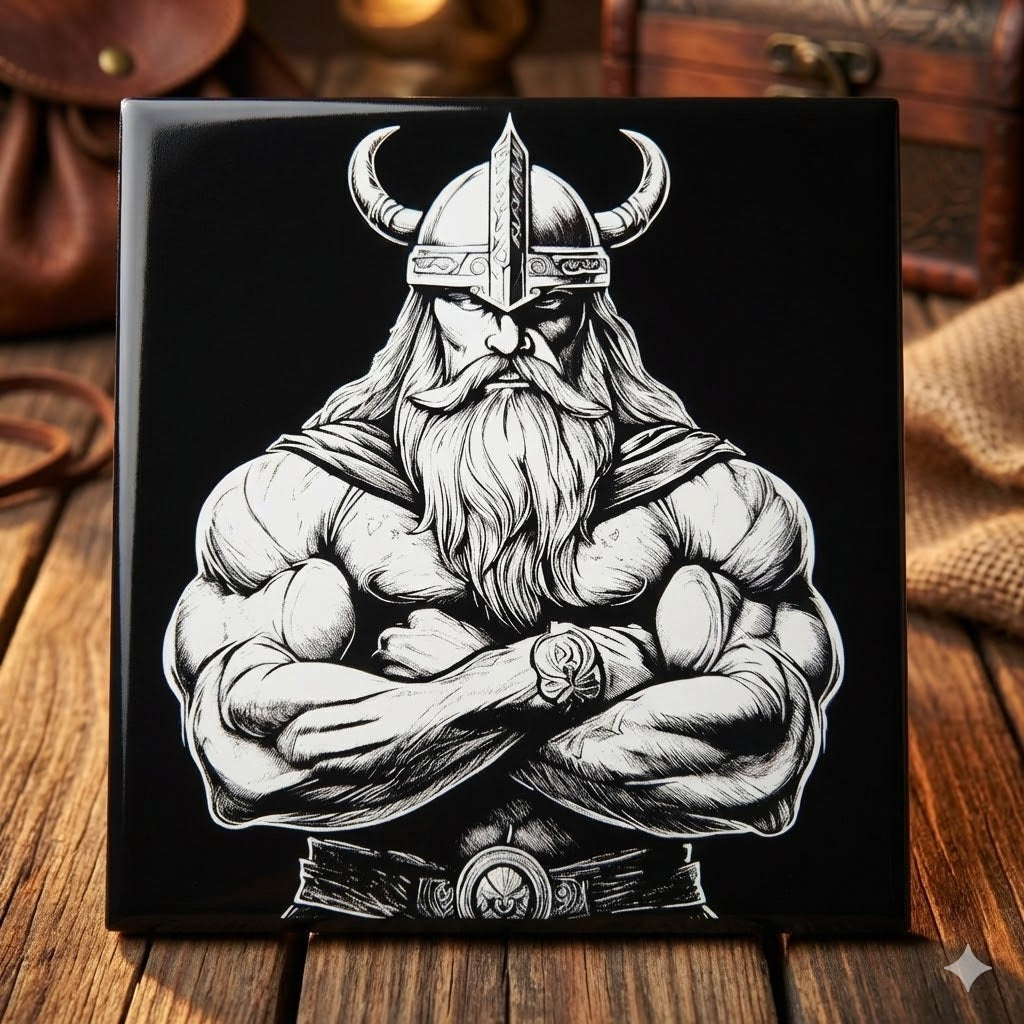 Viking Etched Tile | Laser Engraved Norse Decor