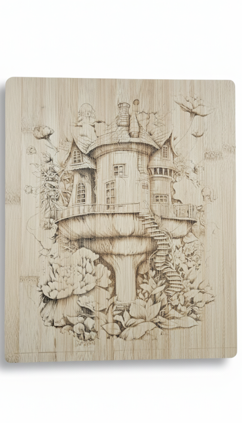 Fairy Fantasy Themed Engraved Bamboo Board - Whimsical Home Decor