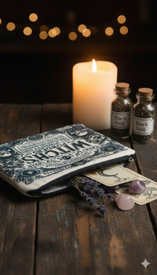"Witch's Powders" Mystical Pouch - Vintage Apothecary Style Organizer