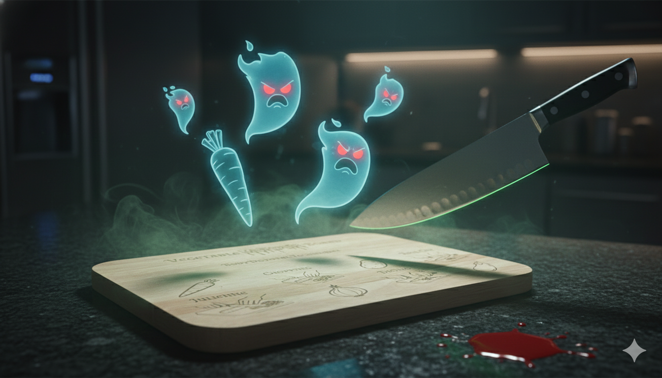 Vegetable Murder Board" Engraved Bamboo Cutting Board - Funny Kitchen Gift