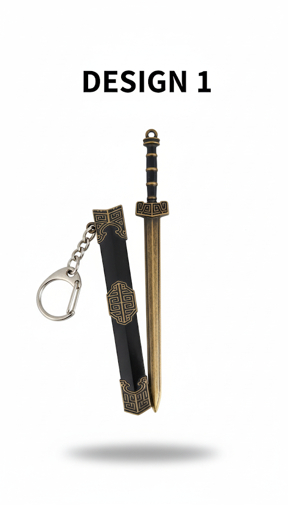 Ancient Chinese Sword Keychain Set | Dragon & Samurai Blade Keyrings