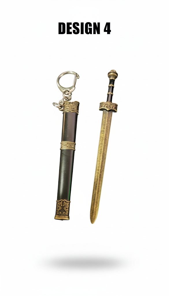 Ancient Chinese Sword Keychain Set | Dragon & Samurai Blade Keyrings