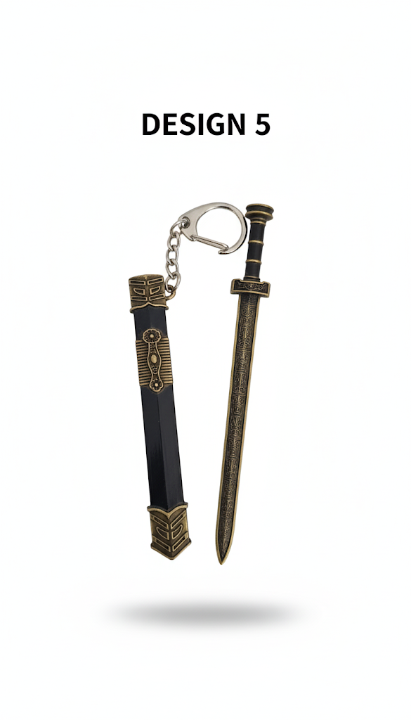 Ancient Chinese Sword Keychain Set | Dragon & Samurai Blade Keyrings