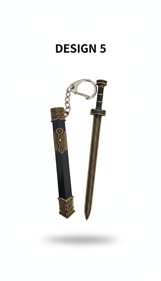 Ancient Chinese Sword Keychain Set | Dragon & Samurai Blade Keyrings